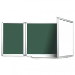 Доска 3-элементная 100x300 см, магнитная комбинированная мел/маркер, алюминиевая рама, зелёная/белая (BoardSYS Premium)