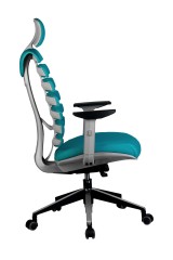 Кресло эргономичное Riva SHARK со слайдером, ткань, цвет: лазурный
