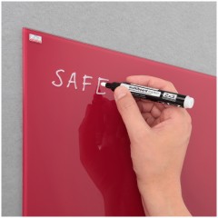 Доска стеклянная магнитно-маркерная 2х3 Office, 45x45см, красная, маркер, 6 магнитов