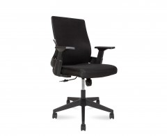 Кресло офисное Norden Terra LB, черный пластик, черная сетка, черная ткань