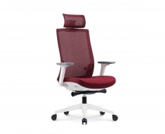 Кресло офисное Norden Ruby, белый пластик, красная сетка, красная ткань