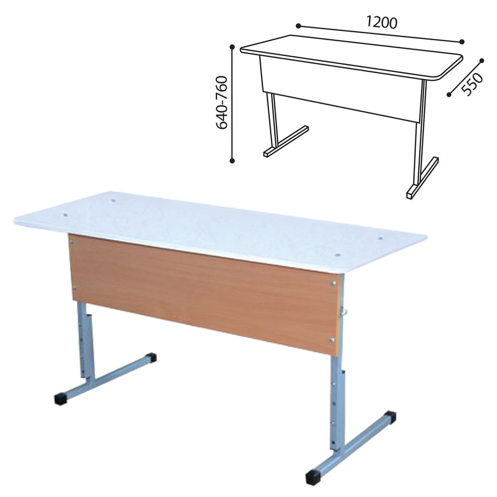 Стол лабораторный ученич. 2-Х местн с 2 розетками 1200х500х760мм;