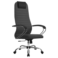 Кресло офисное МЕТТА SU-B-10 хром, ткань-сетка, сиденье и спинка мягкие, темно-серое