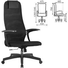 Кресло офисное BRABIX PREMIUM Ultimate EX-801 пластик, плотная двойная сетка Х2, черное [532922]