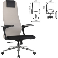 Кресло офисное BRABIX PREMIUM Ultimate EX-801 хром, плотная двойная сетка Х2, черное/бежевое [532919]