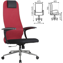 Кресло офисное BRABIX PREMIUM Ultimate EX-801 хром, плотная двойная сетка Х2, черное/красное [532921]