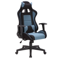 Кресло BRABIX GT Racer GM-100, две подушки, ткань, черное/голубое