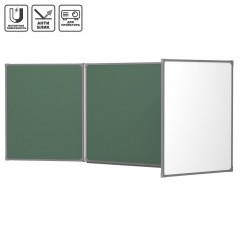 Доска 3-элементная 100x200 см, магнитная комбинированная мел/маркер, алюминиевая рамка, зелёная/белая (BoardSYS EcoBoard)