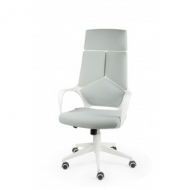 Кресло NORDEN IQ, белый пластик, серая ткань, премиум (CX0898H-0-53)