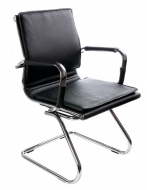 Конференц-кресло Бюрократ CH-993-Low-V/black низкая спинка, черный искусственная кожа, полозья хром