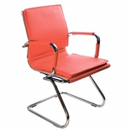 Конференц-кресло Бюрократ CH-993-Low-V/red низкая спинка, красная искусственная кожа, низкая спинка, полозья хром