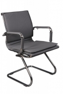 Конференц-кресло Бюрократ CH-993-Low-V/grey низкая спинка, серый искусственная кожа, полозья хром