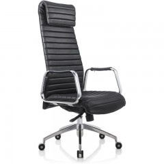 Кресло для руководителя Easy Chair 528 ML, алюминий, кожа натуральная, черная