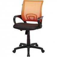 Кресло для персонала Easy Chair 304 черное/оранжевое (ткань/сетка/пластик)