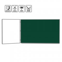 Доска 2-элементная 100x255 см, магнитная комбинированная (мел/маркер), алюминиевая рамка (BoardSYS)