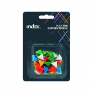 Кнопки силовые пирамида INDEX, цветные, пластик, набор 30 шт.
