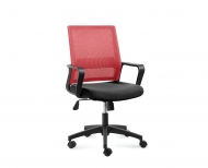 Кресло NORDEN Бит LB, черный пластик, красная сетка, черная ткань (815B-AF08-T09)