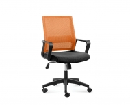 Кресло NORDEN Бит LB, черный пластик, оранжевая сетка, черная ткань (815B-AF06-T09)