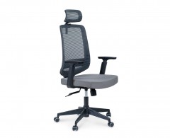 Кресло NORDEN Лондон офис LB, черный пластик, серая сетка, серая ткань (JZR1008 -BL008-DWB104)