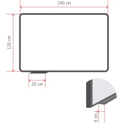 Доска стеклянная магнитная, 120х240, Attache, белый