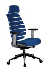 Кресло эргономичное Riva SHARK со слайдером, ткань, цвет: синий