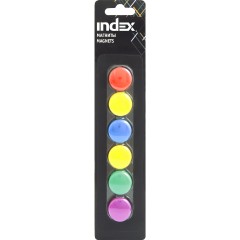 Набор магнитов для досок INDEX 20 мм, разноцветные, набор 6 шт.