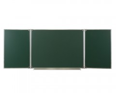 Доска школьная 3-элементная 100х300 см, магнитно-меловая, антибликовая, алюминиевая рама, цвет: зеленый (WDK, Россия)