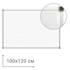 Доска 100x120 см, магнитно-маркерная, разлиновка печать клетка 5х5 см, алюминиевая рама (BoardSYS)