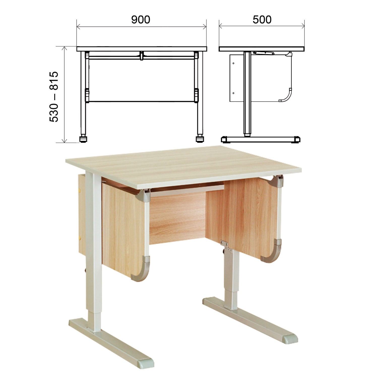 Стол-парта регулируемый ДЭМИ СУТ.28, 900х530х530-815 мм, серый/ясень  (КОМПЛЕКТ) 981185 С