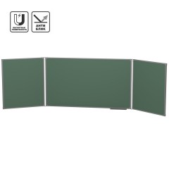 Доска 3-элементная 75x200 см, магнитно-меловая антибликовая, стальная рамка, зелёная (BoardSYS EcoLite)