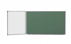 Доска школьная 2-элементная 100х225 см, комбинированная магнитно-маркерно-меловая, алюминиевая рамка, с полочкой, зеленая/белая (BoardSYS EcoBoard)