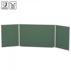 Доска школьная 75x200 см, 3-элементная, магнитно-меловая антибликовая, алюминиевая рамка, полочка, зеленая (BoardSYS EcoBoard 20ТЭ75-200М)