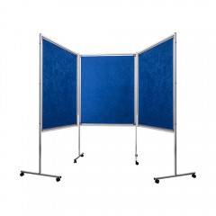 Стенд демонстрационный мобильный BoardSYS 3-секционный 180х310 см, текстильный 2-сторонний, синий/серый