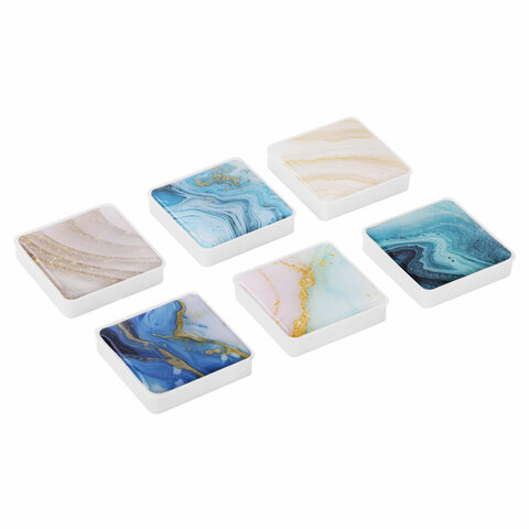 Магниты квадратные стеклянные 35 мм для досок магнитно-маркерных, НАБОР 6 шт., \