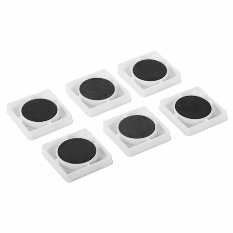 Магниты квадратные стеклянные 35 мм для досок магнитно-маркерных, НАБОР 6 шт., \