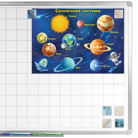 Магниты квадратные стеклянные 35 мм для досок магнитно-маркерных, НАБОР 6 шт., \