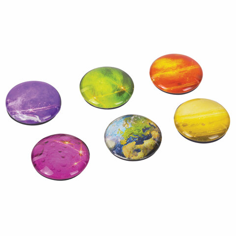 Магниты стеклянные 35 мм для досок магнитно-маркерных, НАБОР 6 шт., \